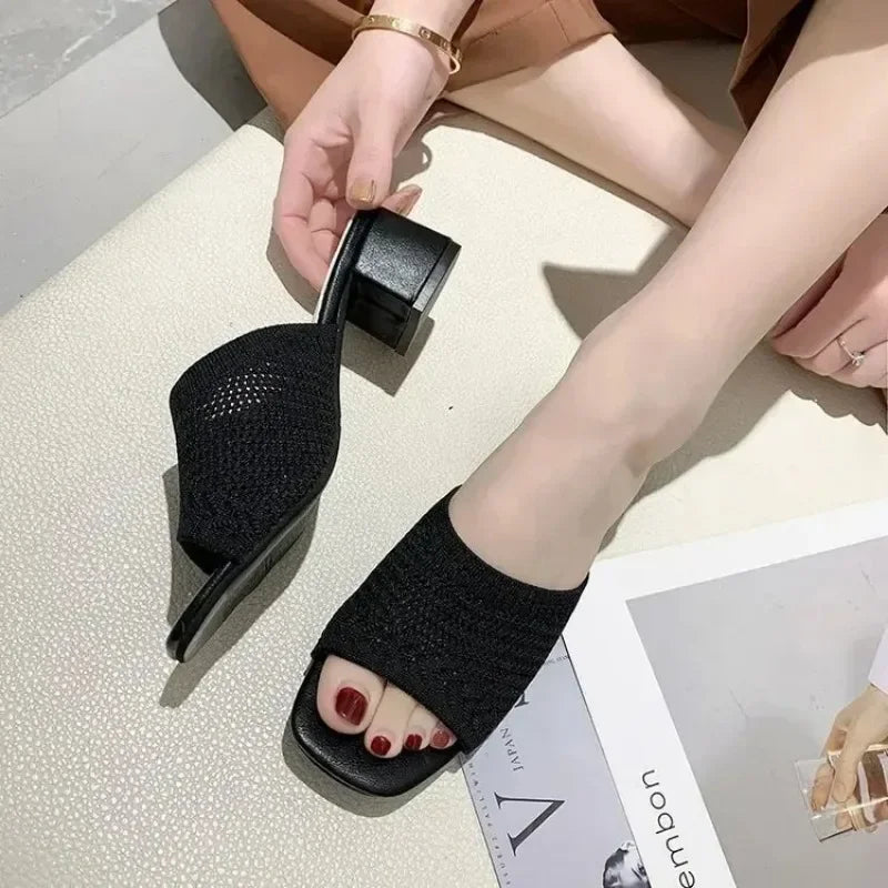 Women Slippers Closed Toe Comfort Slippers Women Fashion Outdoor Sandals Women Medium Heel Slippers