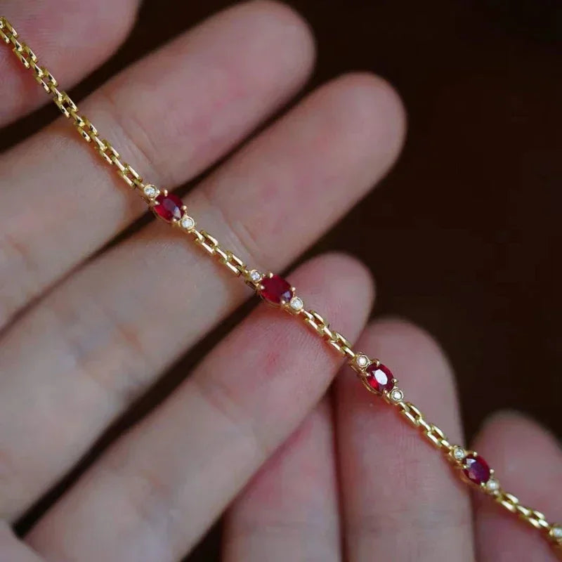 light luxury silver inlaid ruby diamond bracelet for women chain charm fine section exquisite high-end engagement jewelry