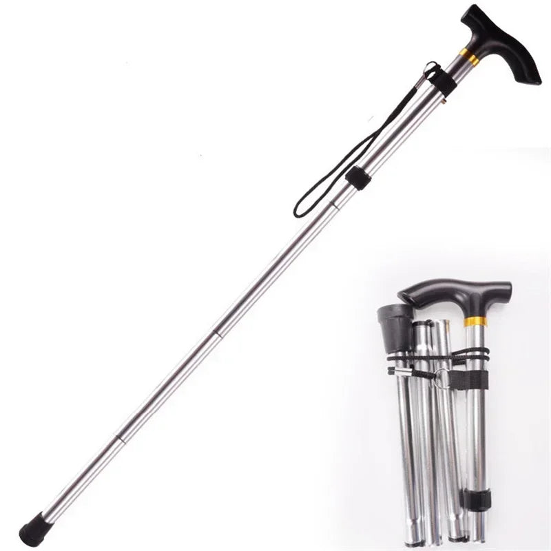 Outdoor Mountaineering Trekking Folding Trekking Pole Five Telescopic Crutches Travel Climbing Sports Aluminum Alloy Cane