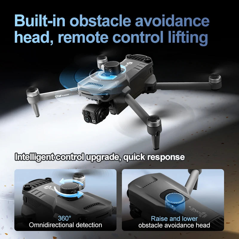 New D12 GPS Drone 3-Axis Gimbal With Touch Screen Profesional 8K HD Camera FPV Obstacle Avoidance Brushless Dron Toy For Adult