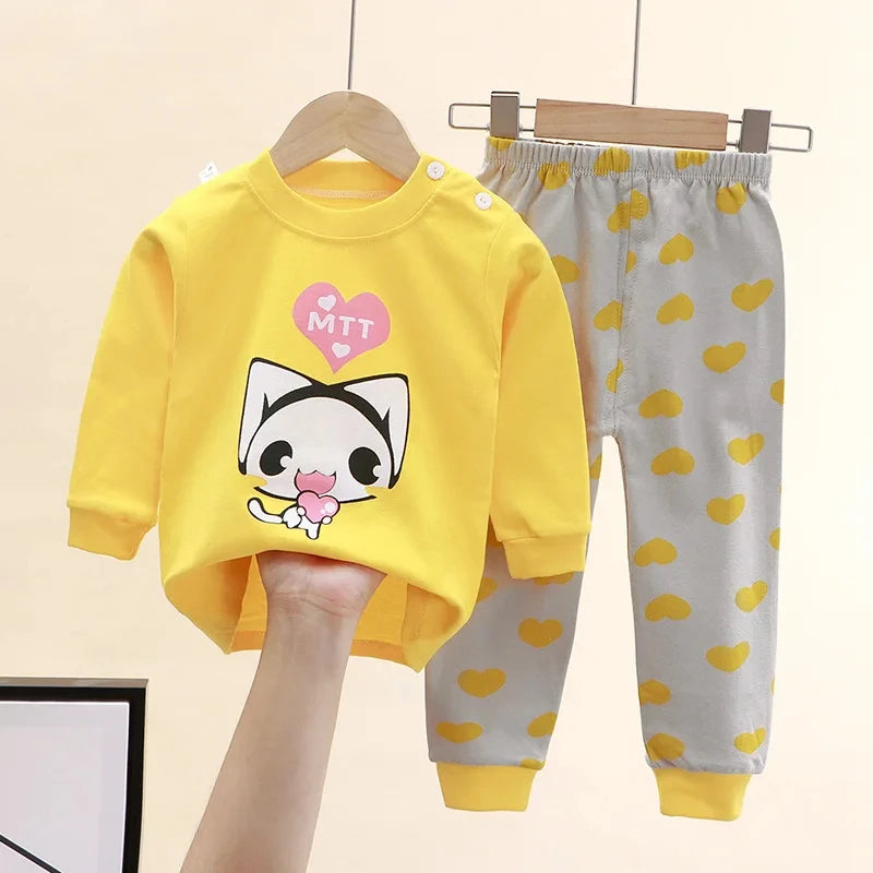Cotton Baby Girl Clothes Winter Newborn Baby Clothing Set 2pcs Kids Clothes Set Spring Toddler Kids Clothes Pajamas Homewear