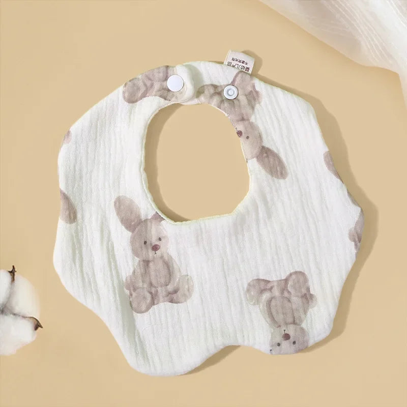Six Layer Gauze Petal Shaped Baby Bib Pure Cotton Drool Towel Newborn Bib Baby Anti Spitting Milk Towel All Cotton