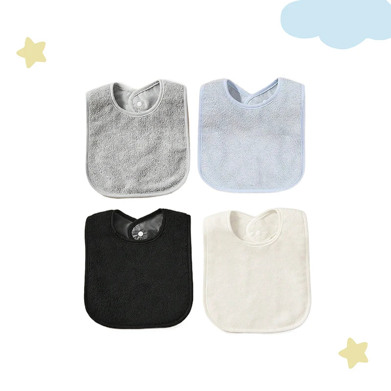 4Pcs/3Pcs Baby Girl Boy Feeding Bibs Soild Color Waterproof Towel Kids Bandanas Burp Cloths