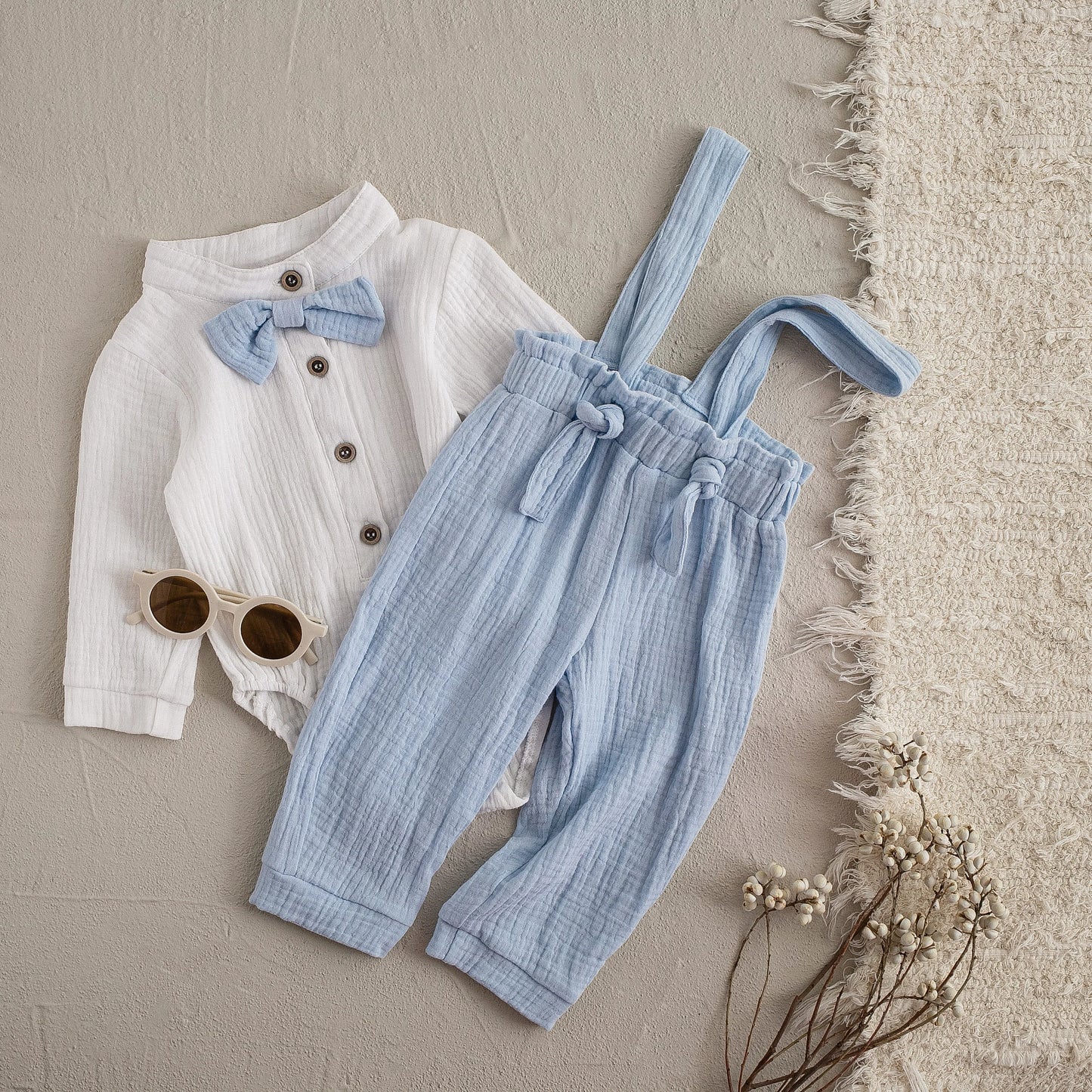 Newborn Baby Boy Cotton Clothes Set Bow Shirt Romper+Strap Pant 2PCS Infant Toddler Child Baby Suit Birthday Party Baptism 0-2Y