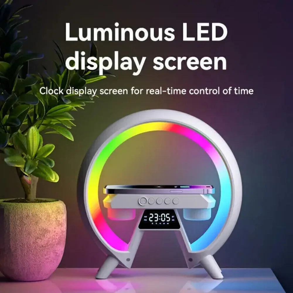 LED Lamp Smart G Bluetooth Speaker Wireless Charger RGB Alarm Clock Night Light~