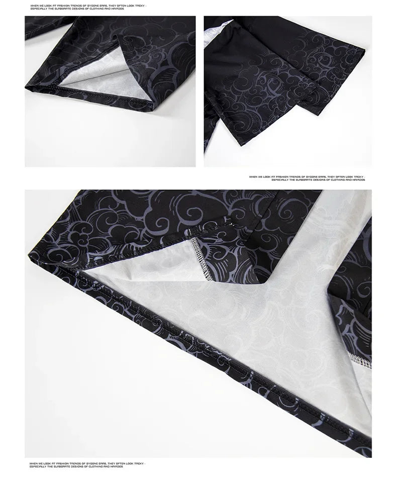 Traditional Clothing for Men and Women, Casual, Ruth, Black Skeleton Print, Kimono, Beach, Streetwear, Samurai