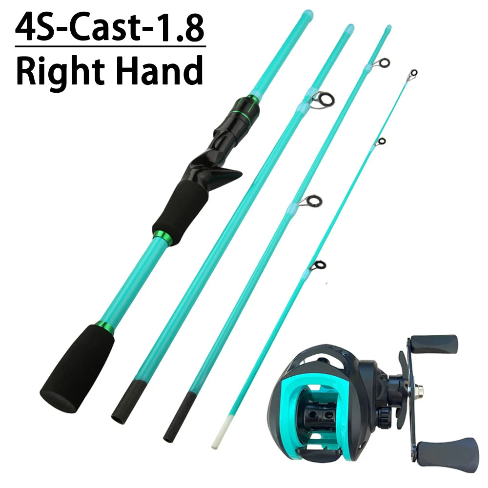 1.8 2.1m Lure Fishing Rod Baitcasting Reel Combo4/5 Sections Carbon Spining Casting Rod High Speed 7.2:1 Fishing Reel Sets Pesca