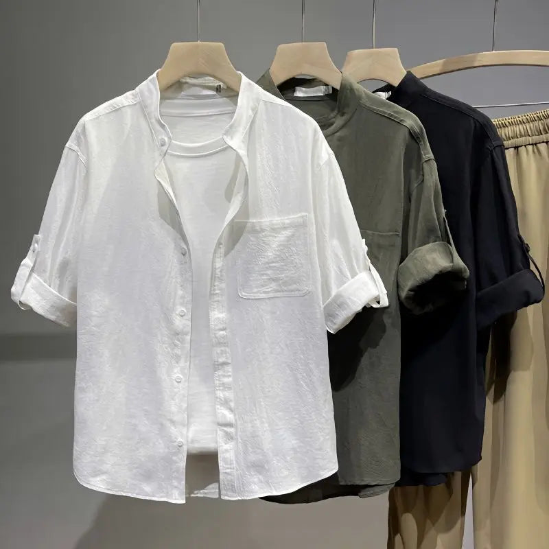 Men's Clothing Summer Linen Sun Protection Shirt Jacket Lightweight Breathable UV-Resistant Casual Outdoor Wear Fashionable
