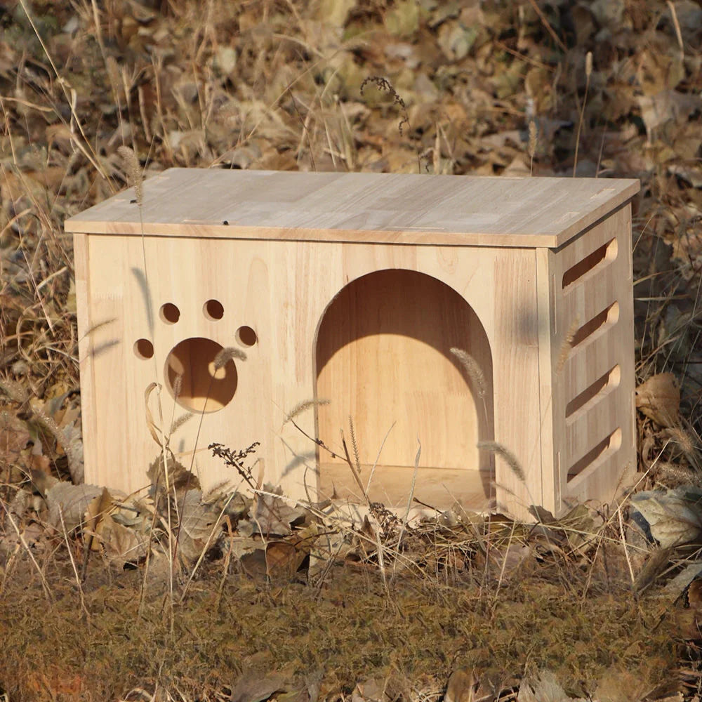 Solid Wood Cat House Large Wooden Dog House Small Dog Luxury Home Ventilated and Breathable Cat House Pet Nest