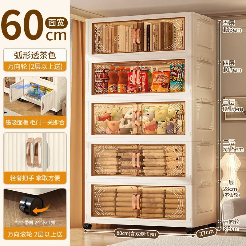 Household Wardrobe Clothes Cupboards Double Storage Cabinet Children Clothes Closet Snacks Living Room Plastic Shelves Bedroom