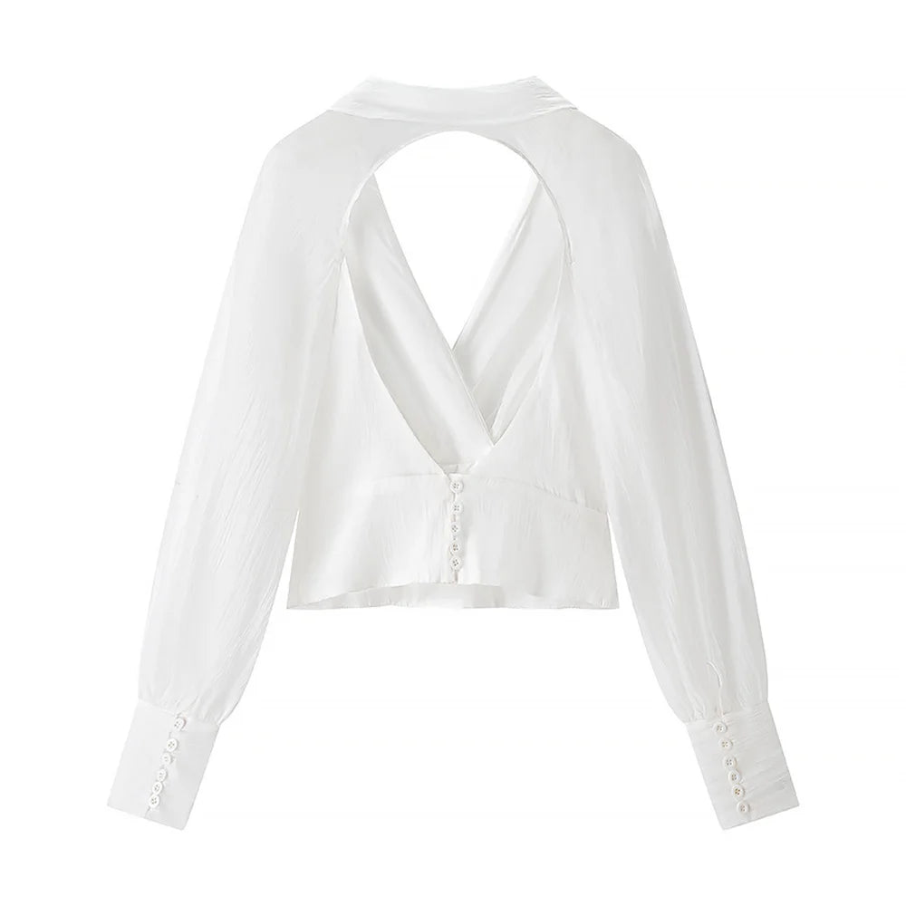 European and American style foreign trade women's clothing new 2025 fashion solid color long sleeved sexy shirt half skirt two-p