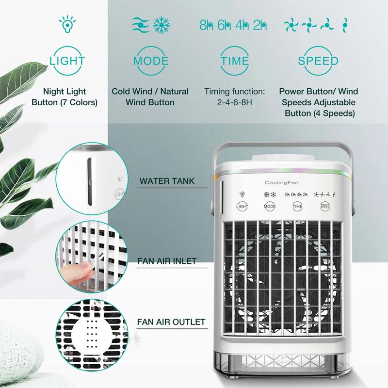 Small electric fan with water and ice office air conditioning fan refrigeration portable air-conditioning fan desktop mini