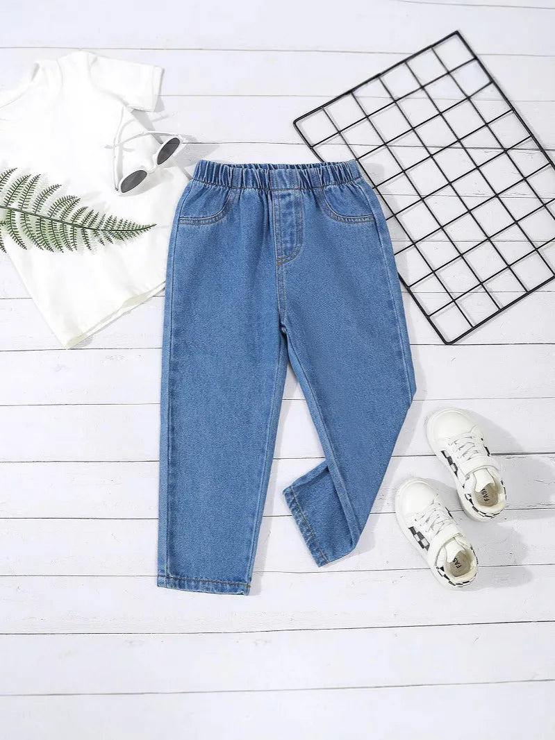 Boys' Small-Leg Pants, Spring & Fall Style, Pure Color Baby Boy Jeans, New Kidsren's Jeans, Autumn Long Pants