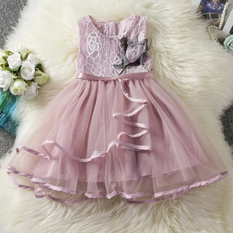 2025 New Baby Girl Dress for 2-6 Years Backless Kids Birthday Princess Dresses White Elegant Girl Wedding Party Banquet Gown