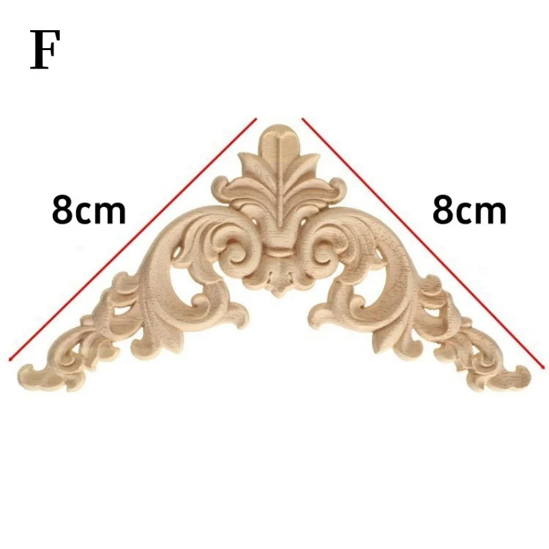 Decorative Wood Appliques and Onlays Natural Furniture Wall Door Wood Carving DIY Corner Frame Wood Craft Cabinet Wardrobe Decor