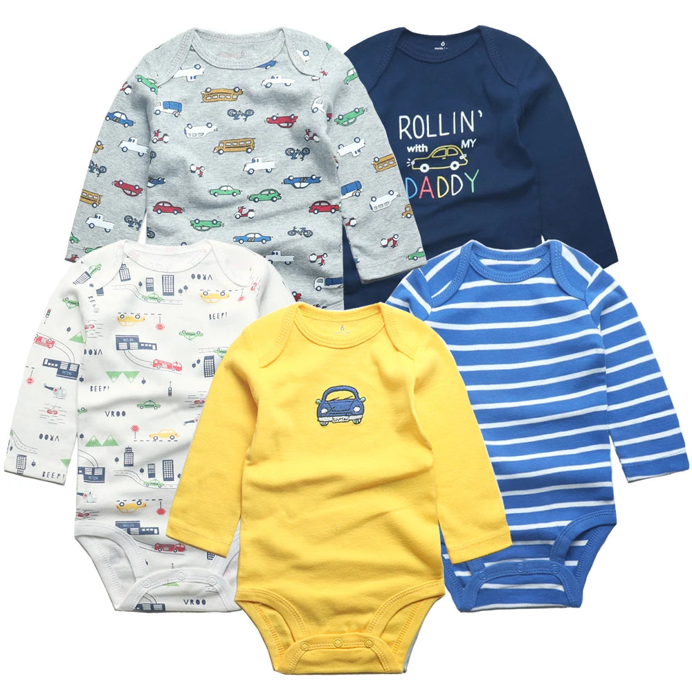 Newborn Baby Girl Clothes Long Sleeve 100% Cotton 5 PCS Baby Bodysuits Cartoon Underwear Infant Bebe Clothing 3-24M Jumpsuit