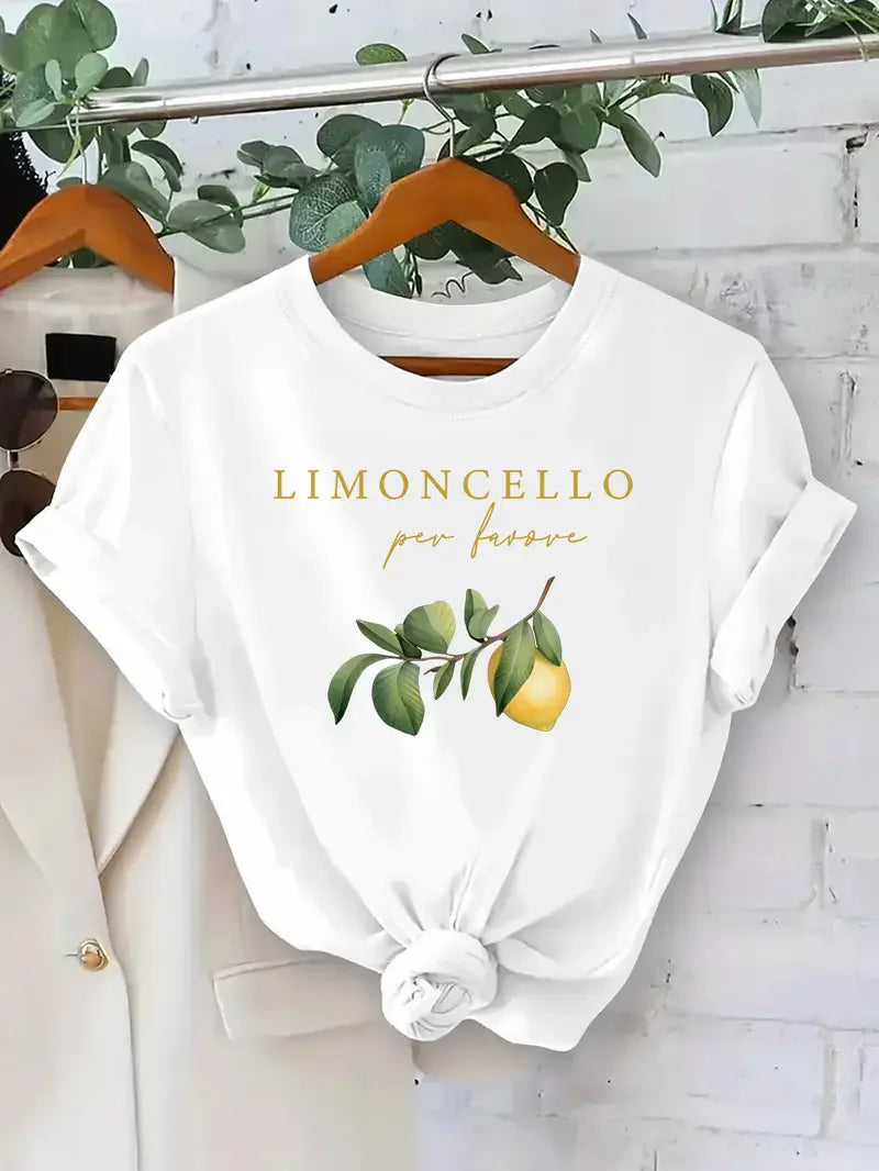 Women's T-Shirt Clothing Women's Top Fashion Design Lemon Print Short Sleeve Print Clothing Aesthetic Clothes