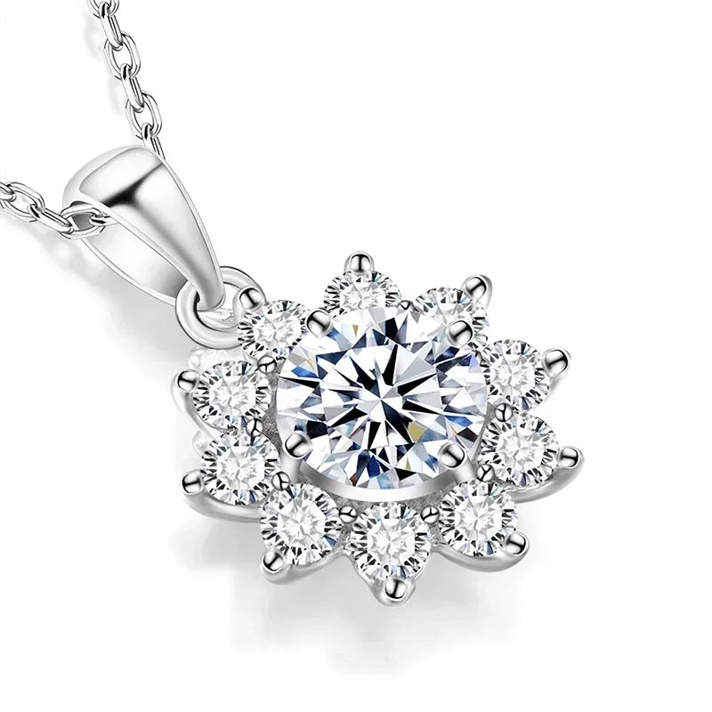 Real Moissanite Diamond 1CT Necklace for Woman Pendant 925 Sterling Silver Necklace for Women Chains Party Bridal Fine Jewelry