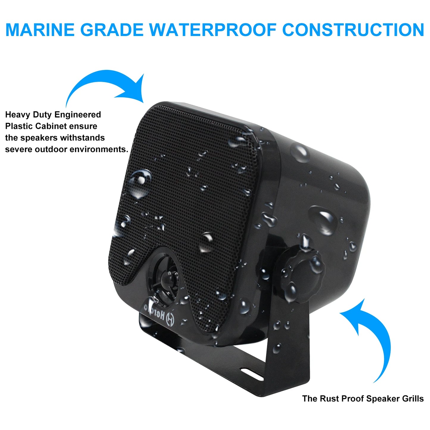 Herdio 4'' 100W Heavy Duty Waterproof Boat Marine Bluetooth Speakers Surface Mounted For Camper Skid Steer ATV UTV RZR Golf Cart