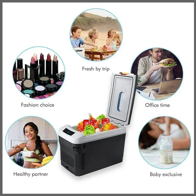 35L Mini Refrigerator Cold & Warm Dual-purpose Portable Outdoor Camping Fridges Food Drinks Cooler with LED Smart Display
