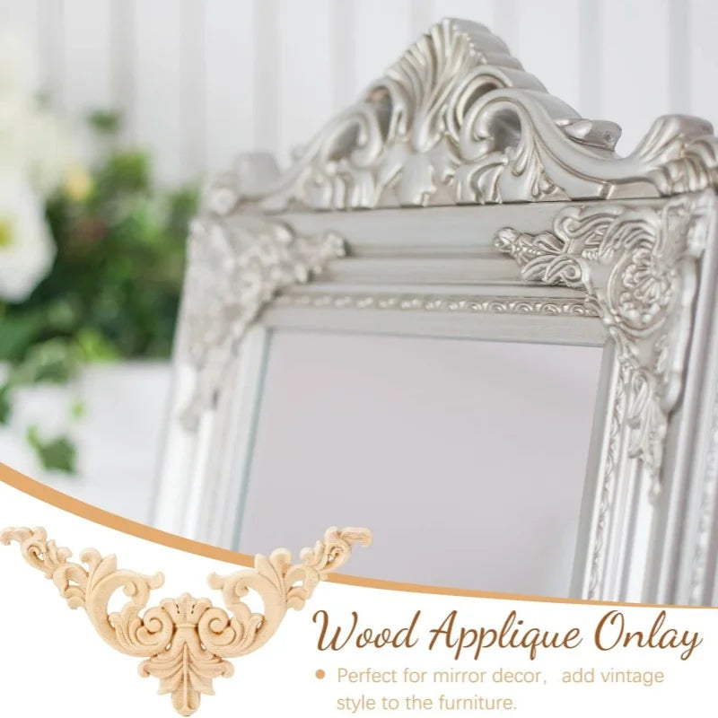 Decorative Wood Appliques and Onlays Natural Furniture Wall Door Wood Carving DIY Corner Frame Wood Craft Cabinet Wardrobe Decor