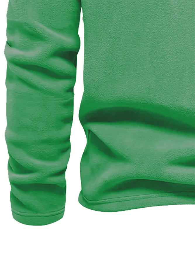 Men's fashion is versatile! Half zip stand up collar fleece long sleeved top