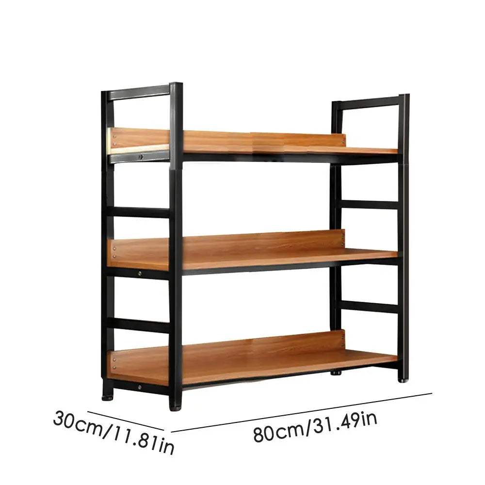 Bookcase Simple Flooring Steel Wood Multi-Layer Living Room Simple Storage Rack Home Bedroom Storage Bookcase Shelves Rack