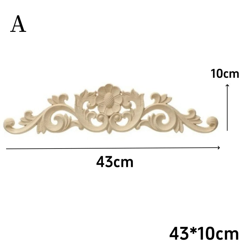Decorative Wood Appliques and Onlays Natural Furniture Wall Door Wood Carving DIY Corner Frame Wood Craft Cabinet Wardrobe Decor