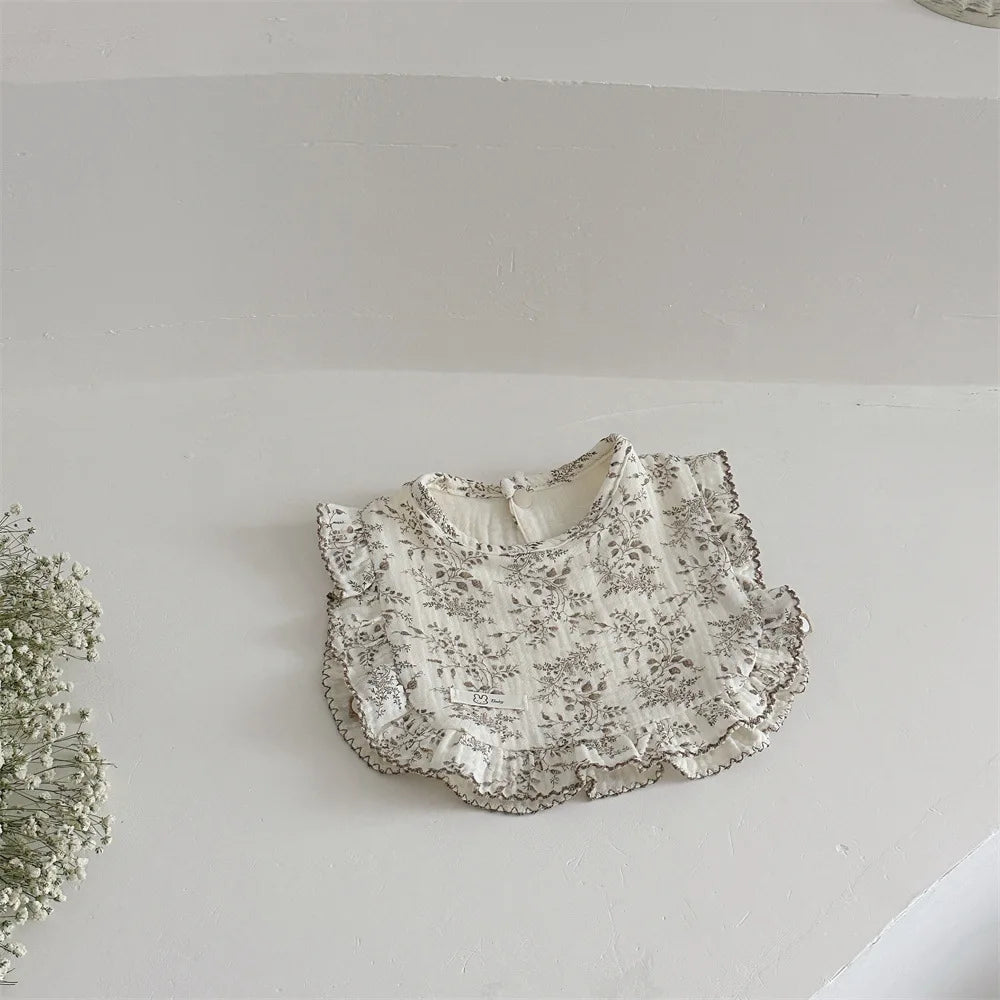 Cute Baby Girls Soft Bibs Soft Cotton Ruffle Floral Infants Lace Saliva Towel Burp Cloth Kids