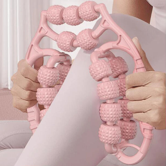 Yoga Auxiliary Sports Fitness Equipment Roller Massager Muscle Relaxation Stretch Massage Nine Wheel Ring Massage Clip