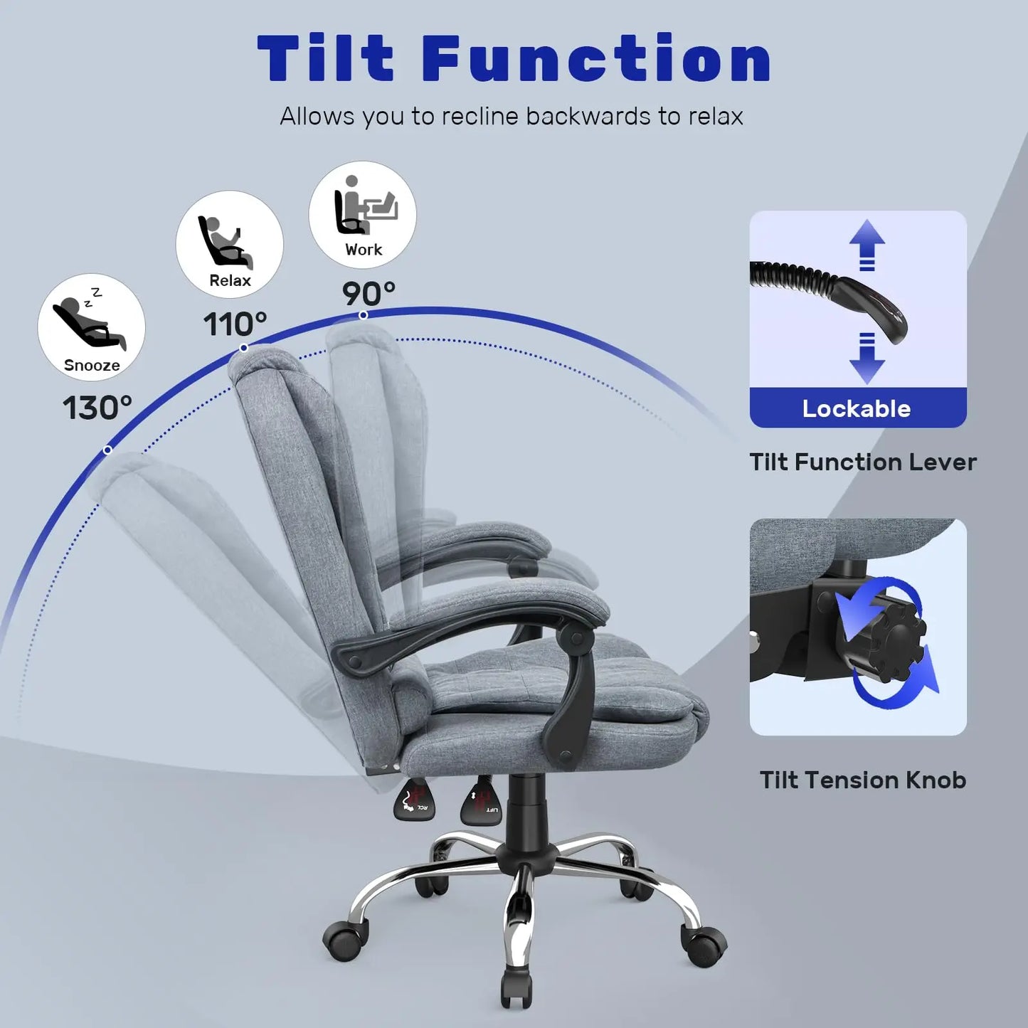 Naspaluro Ergonomic Office Chair Desk Chair with High Backrest PU Leather Swivel Chair Deck Chair Gaming Chair for Office Home