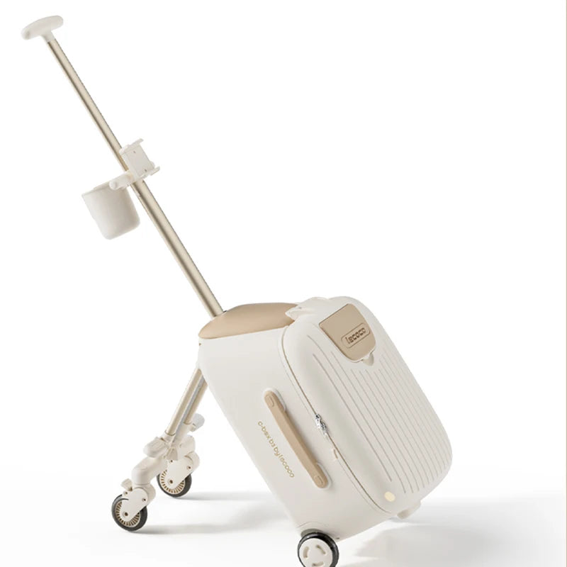 Two-in-one Separated Children's Luggage 20 inch Can sit ride Baby Boarding Trolley Suitcase with Water Cup Holder Suitcase