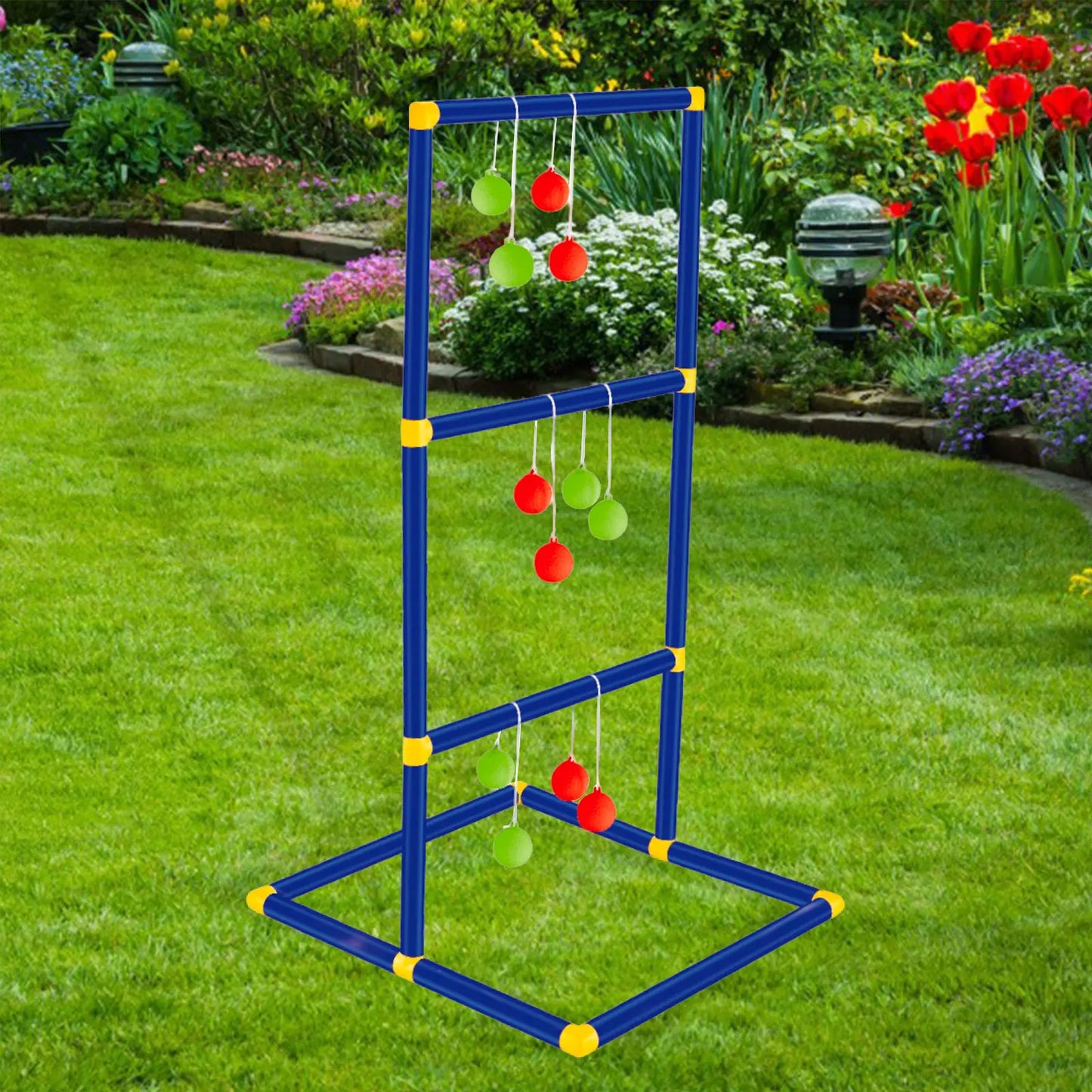 Ladder Ball Toss Game Set for Lawn Backyard Family Interactive Game Children's Ladder Golf Stand Portable Indoor Outdoor Sports