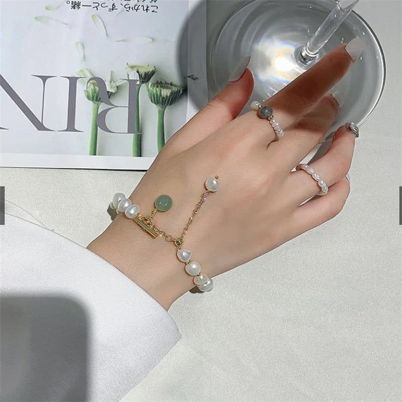 Classic Fashion Natural Stone Pearl Pendant Bracelet For Woman Exquisite New Lucky Cuff Bracelet Anniversary Gift Luxury Jewelry