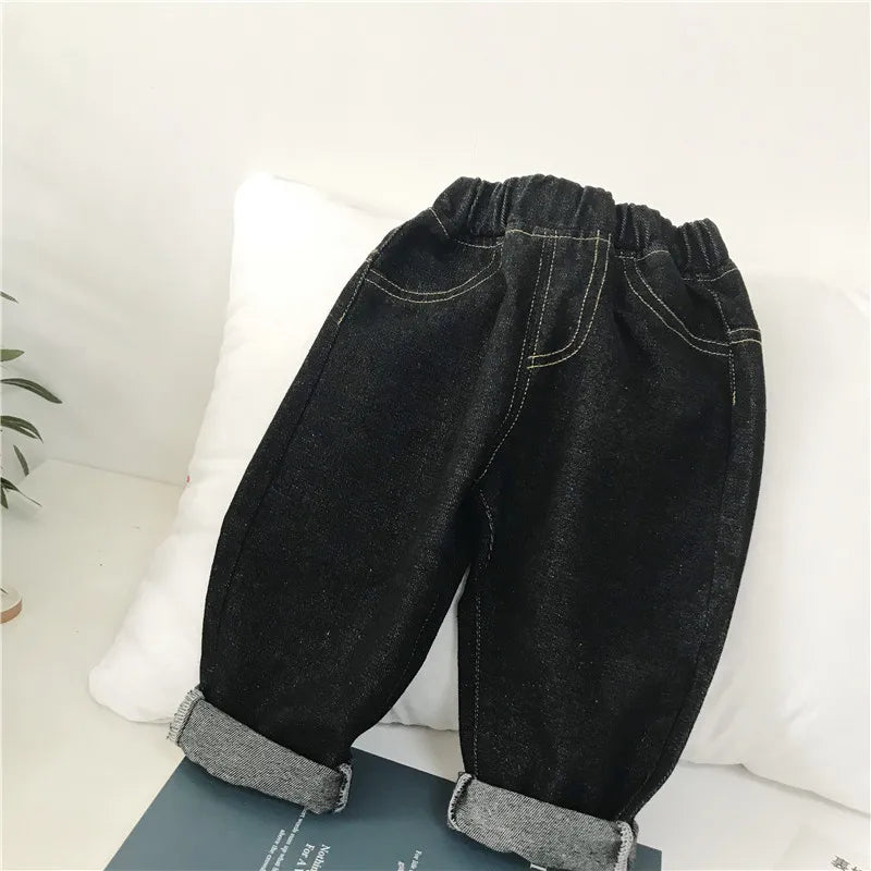 Baby Boy Jean Pants Cotton White Blue Black Infant Toddler Children Jeans Denim Trousers Long Baby Boys Loose Pant Clothes 1-5Y