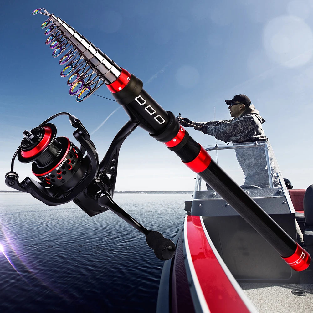 Fishing Rod Carbon Fiber Reel Combo Pole And Telescopic Fishing For Saltwater Freshwater Travel Рыболовные Аксессуары