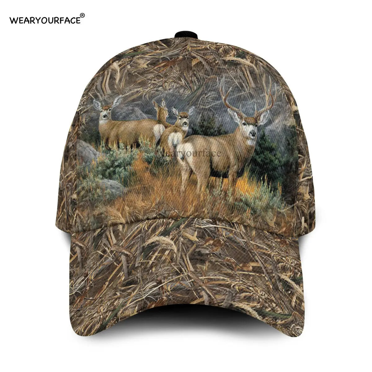 Baseball Cap Deer Hunting Wildlife Animals Printed Snapback Hat Men Women Adult Breathable Summer Headwear Outdoor Sun Visor