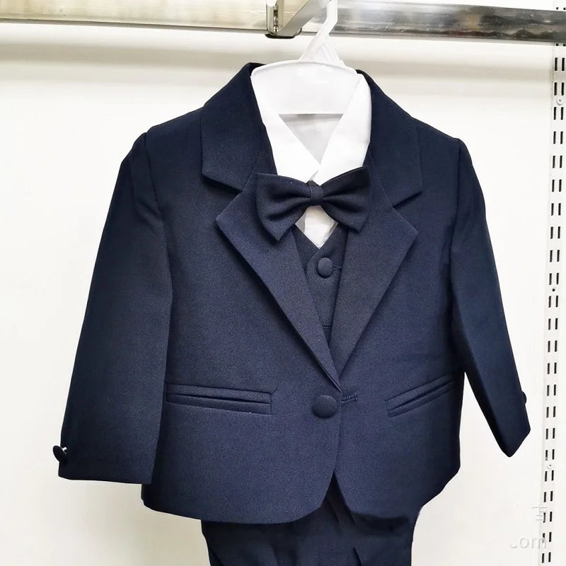 Baby Boy Formal Clothes Set Jacket+Shirt+Vest+Bowtie+Pant 5PCS Infant Toddler Child Clothes Suit Blazer Jacket Baby Clothes 0-2Y