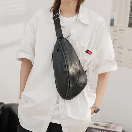 Fashion Dumpling Bag Men Chest Bag Messenger Bag Sost PU Leather Cross Body Chest Bag for Men Shoulder Bag Daily Sling Bag Man