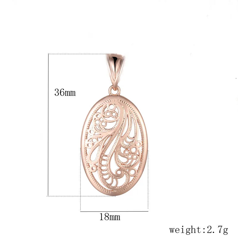 Women Fashion Jewelry  585 Rose Gold Color Round Flowers Pendants Weaving Necklaces