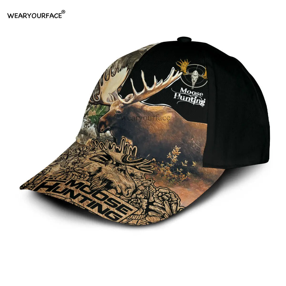 Baseball Cap Deer Hunting Wildlife Animals Printed Snapback Hat Men Women Adult Breathable Summer Headwear Outdoor Sun Visor