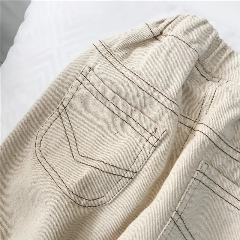 Baby Boy Jean Pants Cotton White Blue Black Infant Toddler Children Jeans Denim Trousers Long Baby Boys Loose Pant Clothes 1-5Y