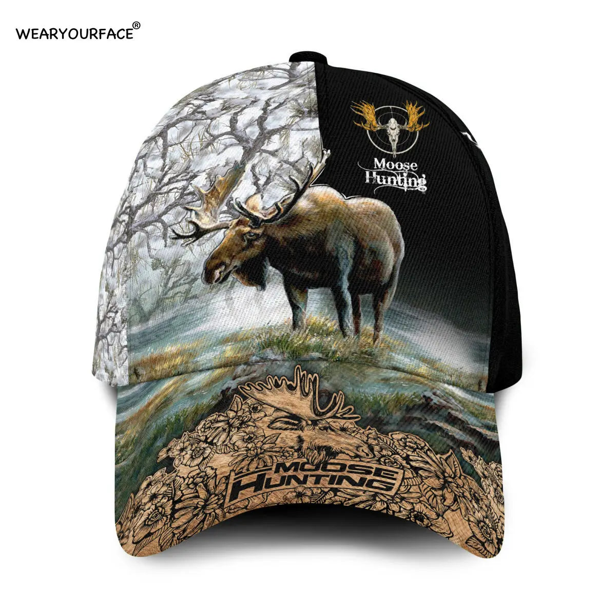 Baseball Cap Deer Hunting Wildlife Animals Printed Snapback Hat Men Women Adult Breathable Summer Headwear Outdoor Sun Visor