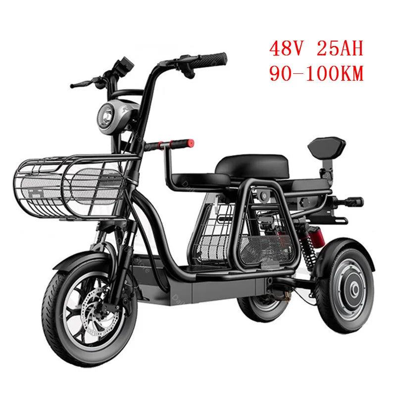 Daibot Electric Scooter With Seat 3 Wheel Electric Scooters 12 Inch 500W 48V 30KM /H Portable Tricycle Off Road Electric Bike