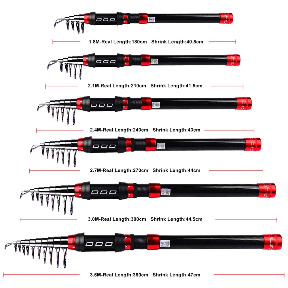 Fishing Rod Carbon Fiber Reel Combo Pole And Telescopic Fishing For Saltwater Freshwater Travel Рыболовные Аксессуары