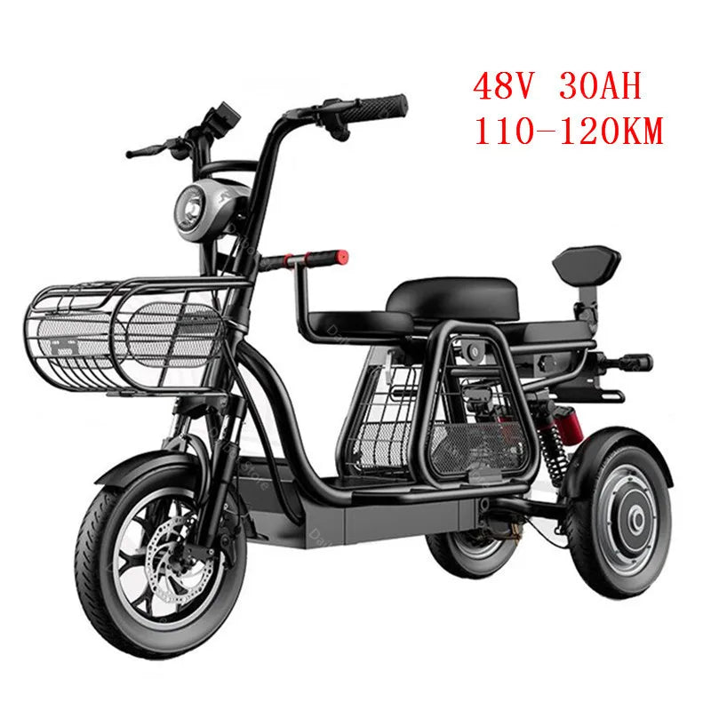 Daibot Electric Scooter With Seat 3 Wheel Electric Scooters 12 Inch 500W 48V 30KM /H Portable Tricycle Off Road Electric Bike