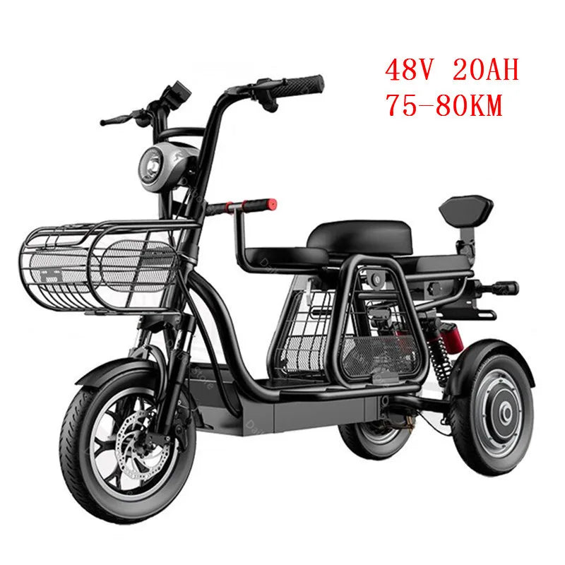 Daibot Electric Scooter With Seat 3 Wheel Electric Scooters 12 Inch 500W 48V 30KM /H Portable Tricycle Off Road Electric Bike
