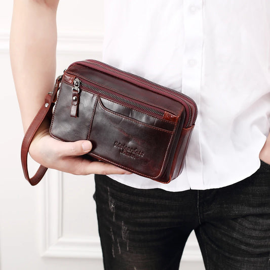 Men's Clutch Bags for men Genuine Leather Handbag Male Long Money Wallets Mobile Phone Pouch man Party Clutch Coin Purse