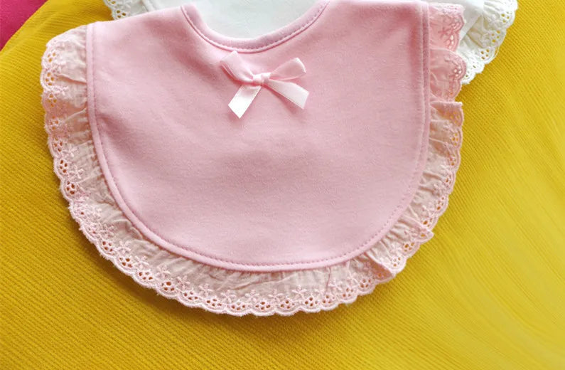 Cute Cotton Burp Cloth Triangle Round Lace Bow Princess Super Soft Baby Feeding Drool Bibs