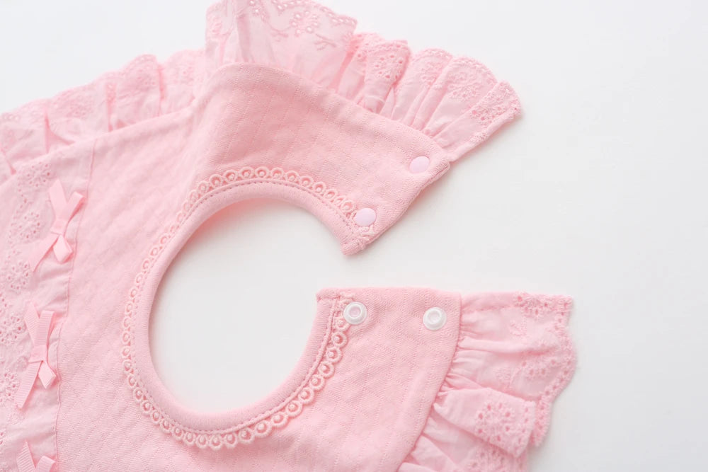 Cute Cotton Burp Cloth Triangle Round Lace Bow Princess Super Soft Baby Feeding Drool Bibs